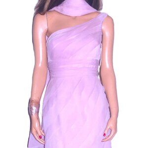 Pronovias Pink One Shoulder With Scarf Dress 6
